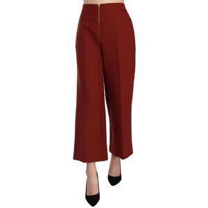 Jucca High Waist Cropped Flared Dress Trouser Pants Women Red Jeans & Pants